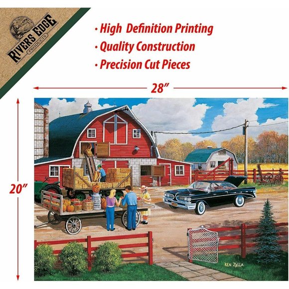River's Edge Country Barn Jigsaw Puzzle and Tin Season of Plenty 28 x 20 in NIB - Picture 3 of 3